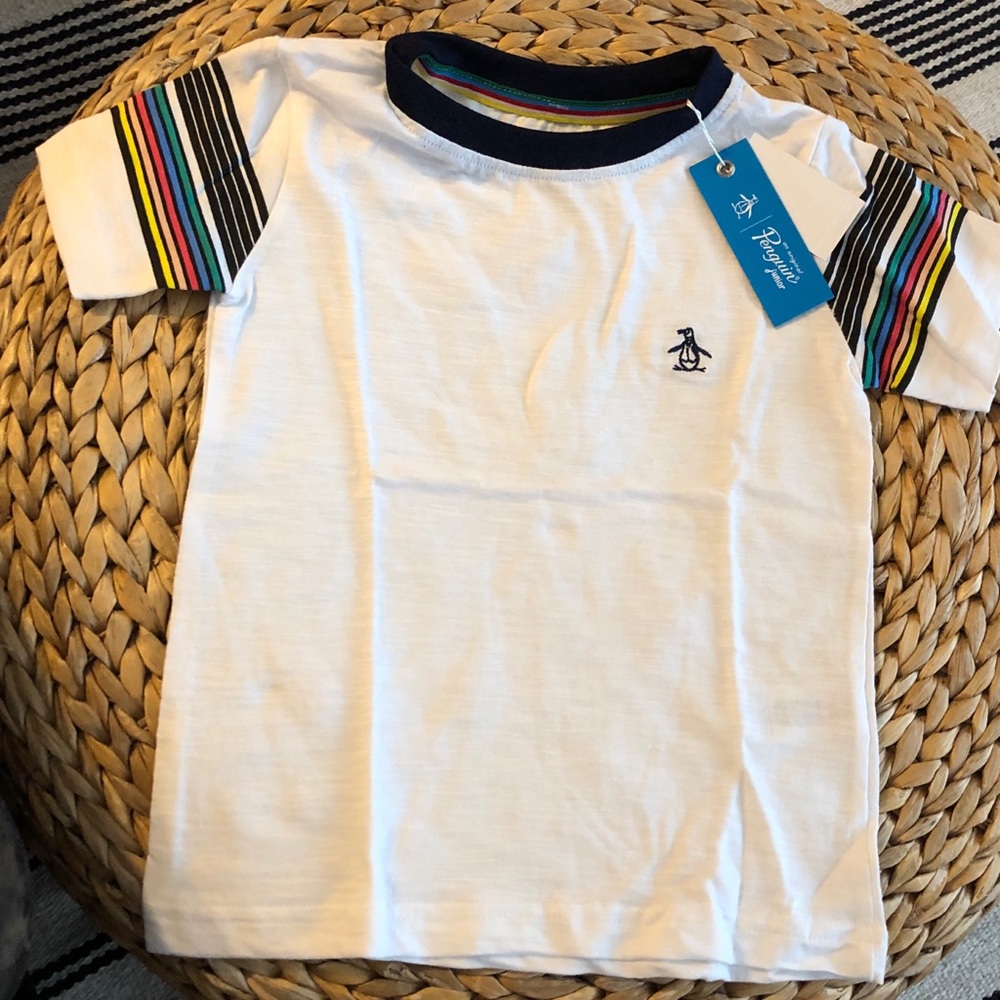 Penguin T-shirt with striped sleeves